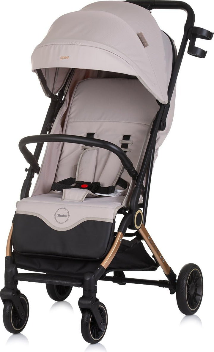 Chipolino Kinderwagen, Buggy Pixie zusammenklappbar Getränkehalter Korb 22 kg hellbraun, hellbraun