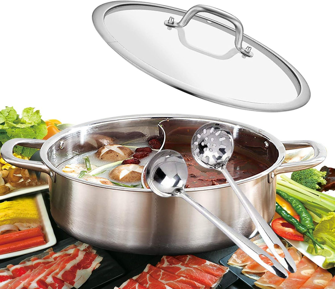32 cm Hot Pot Suppentopf Shabu Potmit Doppelseitigem Teiler Edelstahl Topf Küche