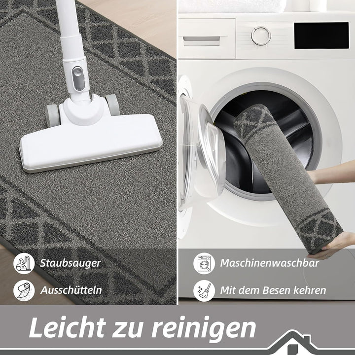 BEQHAUSE Schmutzfangmatte, TPR rutschfest, Polyester, Grau, 90x150cm 90 x 150 cm Kohlgrau, 90 x 150