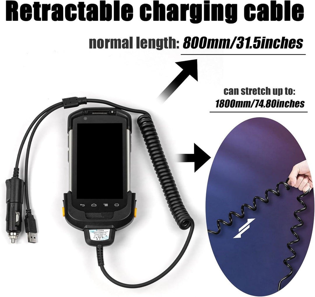 Sicimly Tc77 2-in-1 USB und Auto Schnellladekabel für Zebra Tc70 TC77 TC72 TC75 TC75X TC70X TC55 TC7