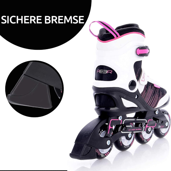 FUNAKTIVE Inliner Damen Peer Lady 3, Inlineskates schwarz-pink, verstellbare Rollschuhe, Rollerblade