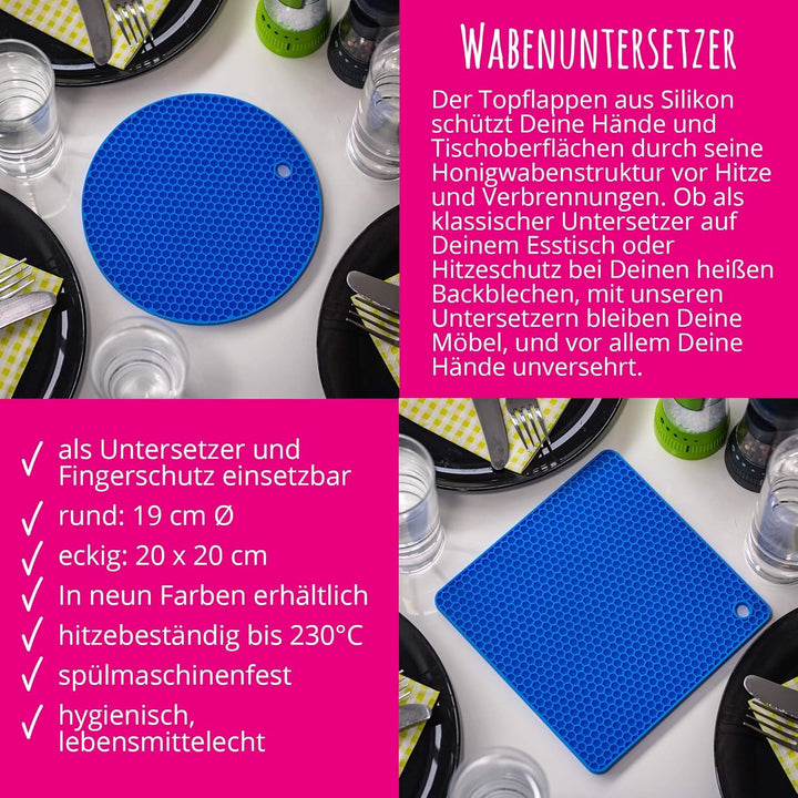 Kochblume Silikonuntersetzer Set, 4-teilig | 230°C hitzebeständig (anthrazit)