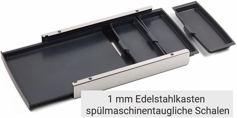 Schneidbox Bambus - Schneidebrett Mit 4 Auffangschalen Im Edelstahlkasten - Patentiertes Trennsystem