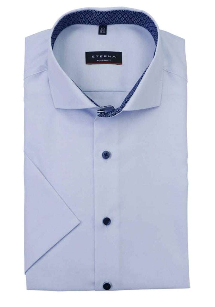 eterna Modern Fit Hemd Halbarm Haifischkragen Cool Shirt Aqua Grösse 45