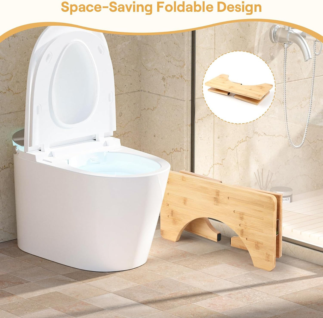 talifoca Toilettenhocker Bambus, Klappbar Kackhocker Erwachsene, Ergonomischer Klohocker gegen Verst