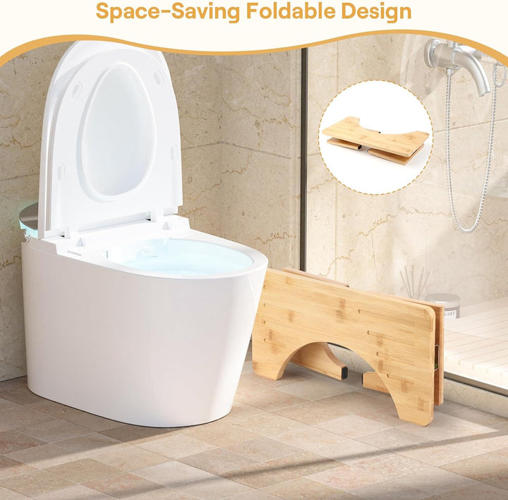 talifoca Toilettenhocker Bambus, Klappbar Kackhocker Erwachsene, Ergonomischer Klohocker gegen Verst