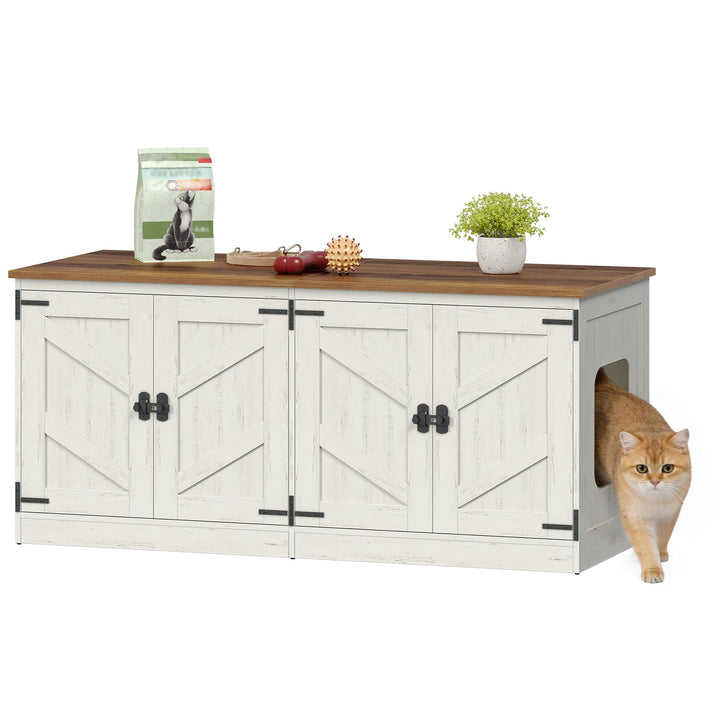 Hzuaneri Katzenschrank für 2 Katzen, Katzenklo Schrank, 120 x 50 x 54 cm, Katzentoilette Schrank Ver