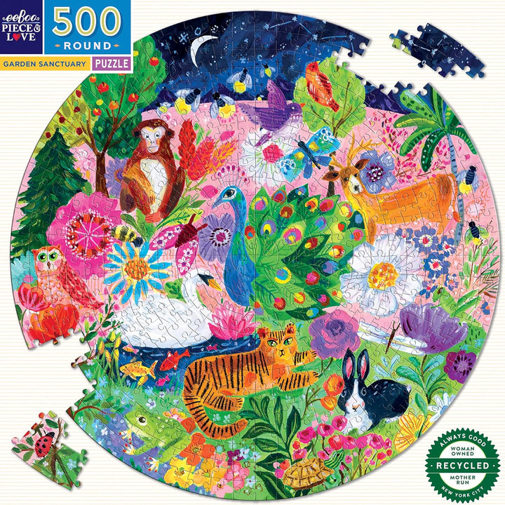 eeBoo - Round Puzzle 500 pcs - Garden Sanctuary - (EPZFGSA