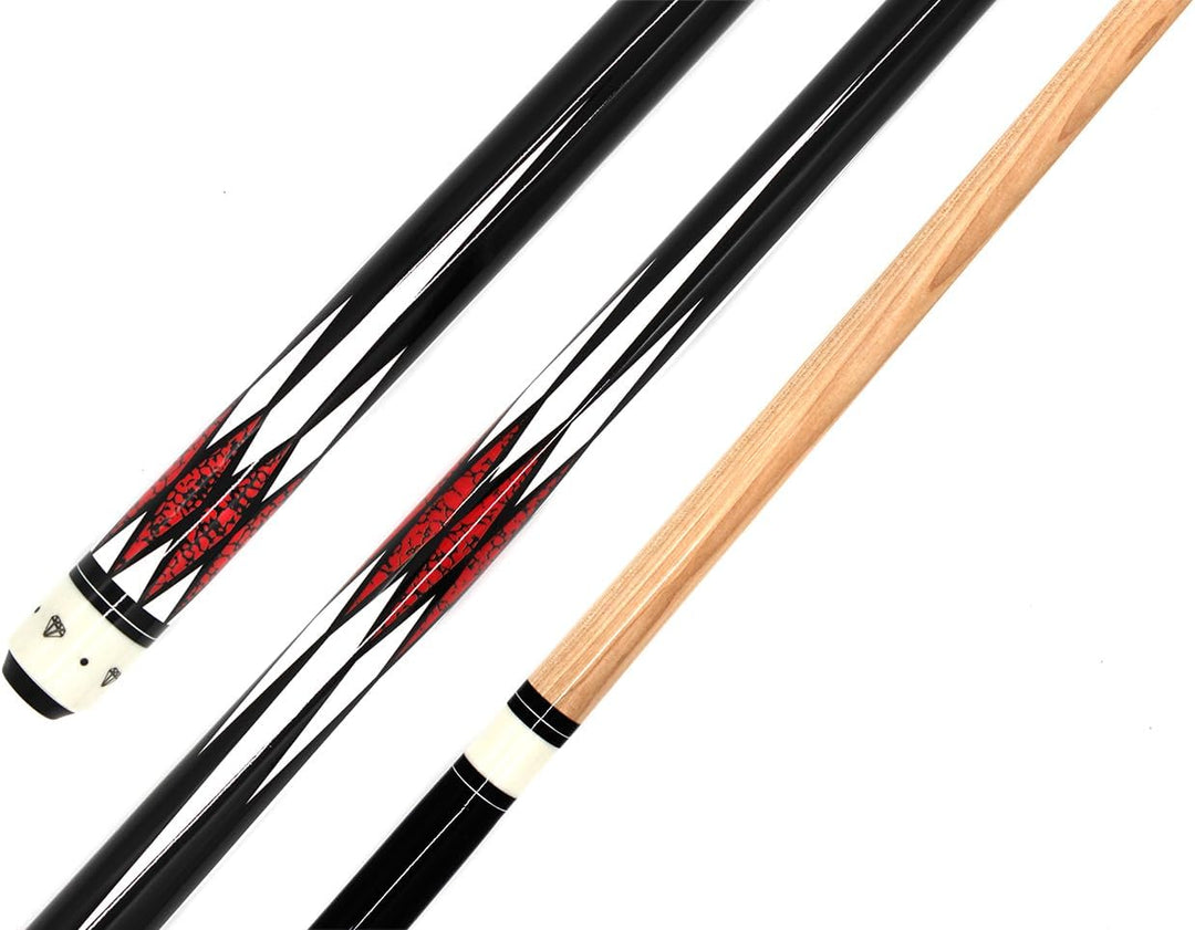 Billard Queue Set Komplettset White Diamond, 147cm Queue mit Köcher, Handschuh und Kreide, Diamond -