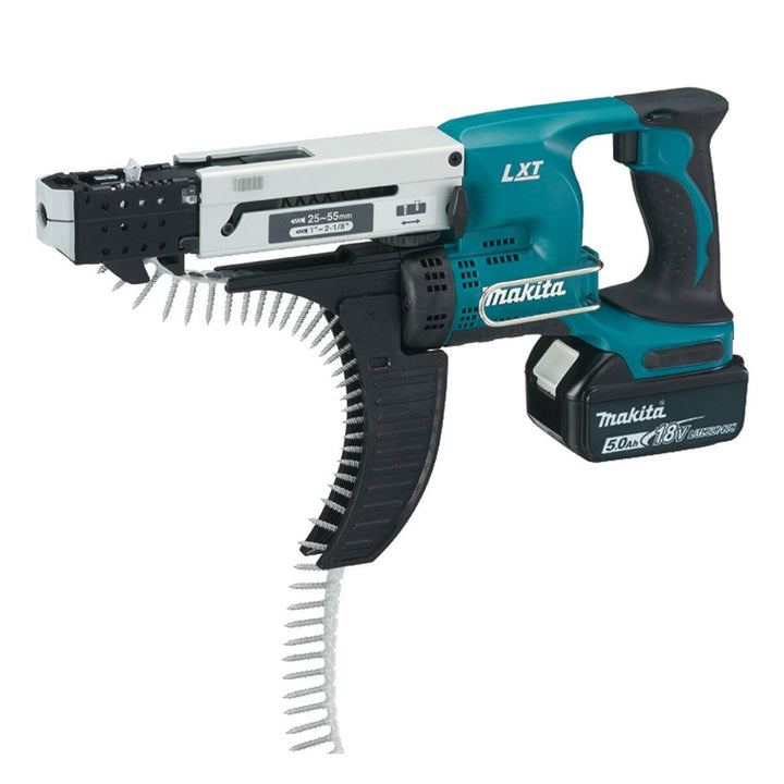Makita Akku-Magazinschrauber 25-55 Mm 18 V / 5,0 Ah, 2 Akkus Und Ladegerät Im MAKPAC, DFR550RTJ mit