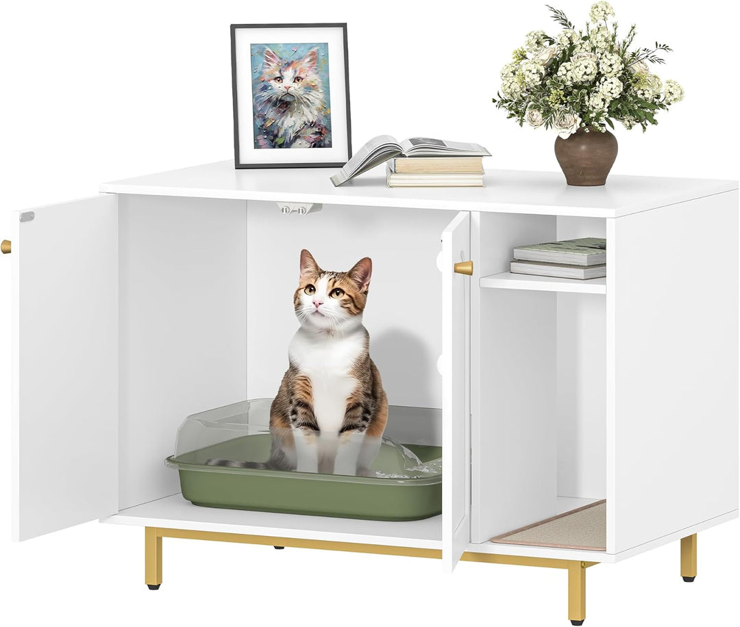 Hzuaneri Katzenschrank, Katzentoilette, Katzenklo Schrank, Katzenhaus mit Tür und separater Trennwan