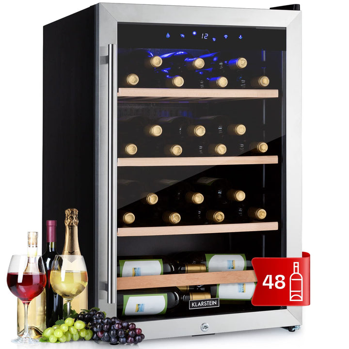 Klarstein Weinkühlschrank, Getränkekühlschrank Schmal, Kühlschrank mit Glastür, Getränkekühlschränke