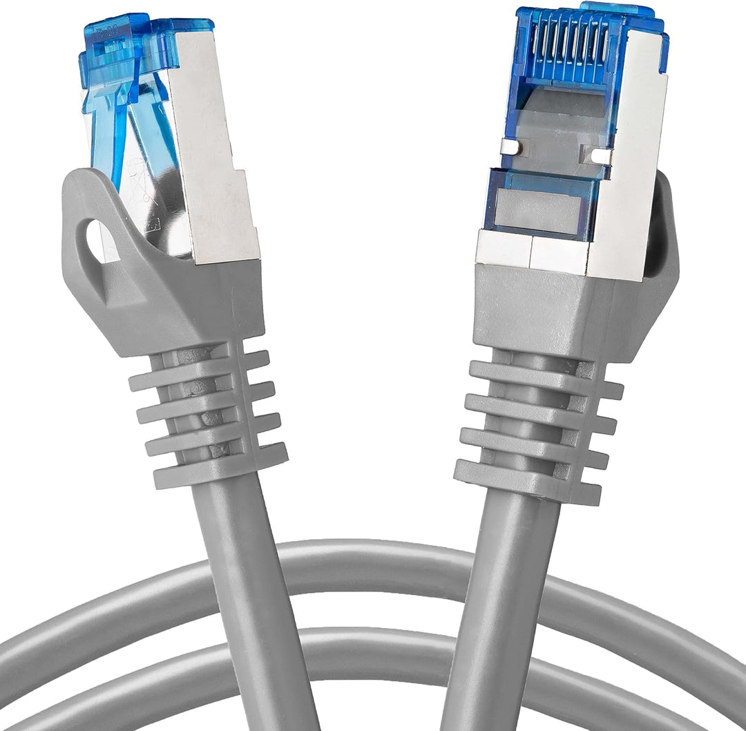 BIGtec 50m CAT.7 Patchkabel Netzwerkkabel Gigabit Patch DSL LAN Ethernet Kabel grau Kupferkabel dopp