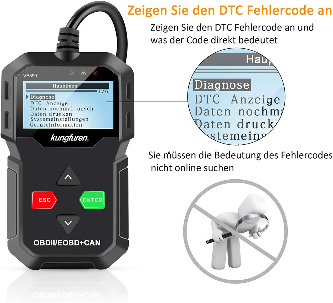 OBD2 Scanner, OBD2 Reader Classic Enhanced Universal Cable Car Engine Fault Code Scanner OBD Diagnos