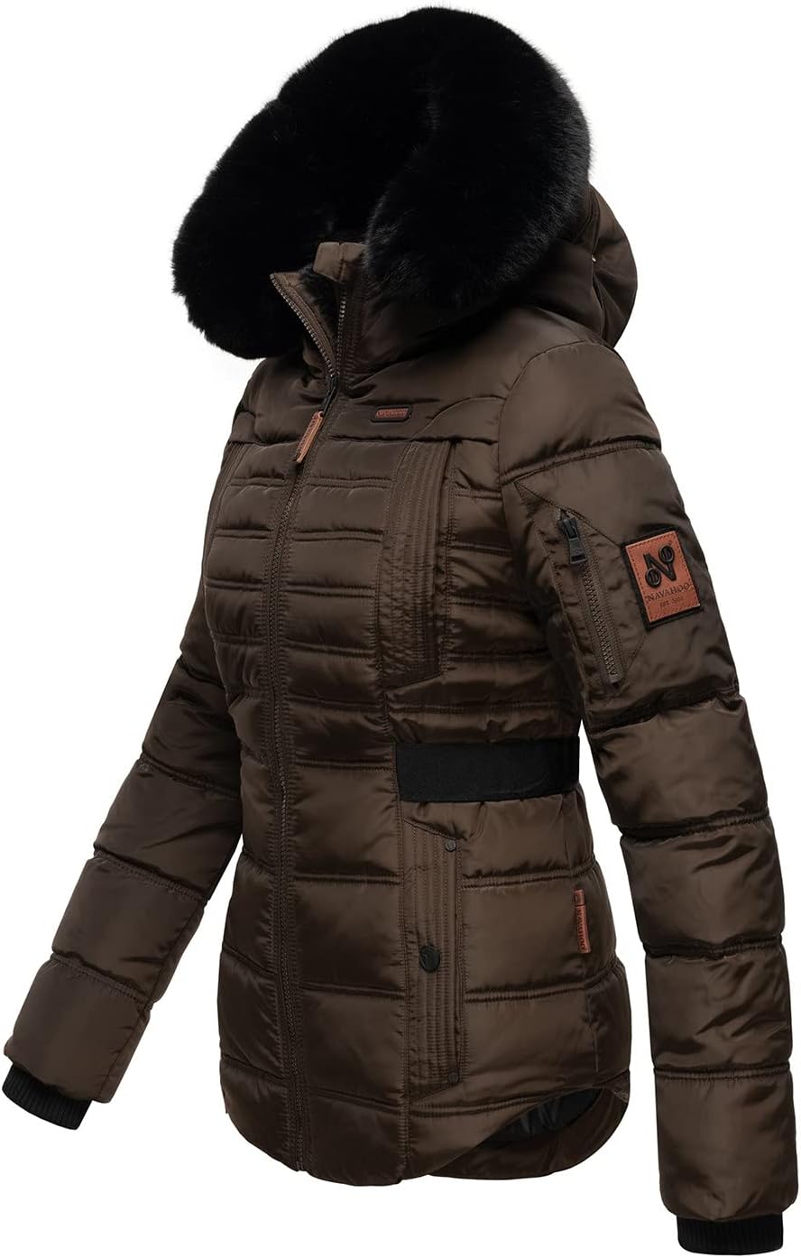 Navahoo Designer Damen Winter Jacke Steppjacke Winterjacke Stepp gesteppt B844 XS Braun, XS Braun