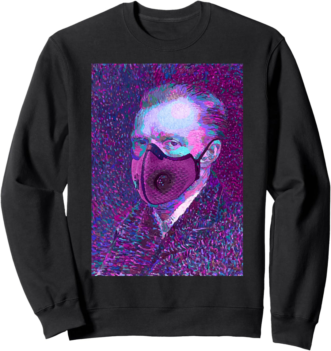 Van Gogh Vaporwave tragende Maske Sweatshirt