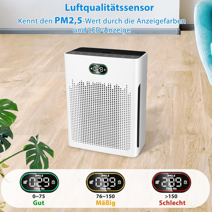 HEPA Luftreiniger,Air Purifier mit App-gesteuert&amp;PM2.5 LED-Anzeige,Schlafmodus bis zu 22 dB,CADR 250