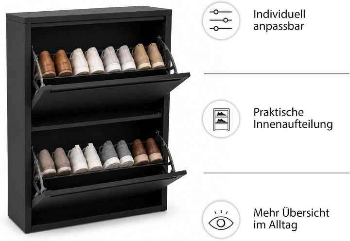Schuhschrank Schmal, Metall Schuhkipper mit Magnet-Klappen, Freistehend oder Wandmontage, für Flur,