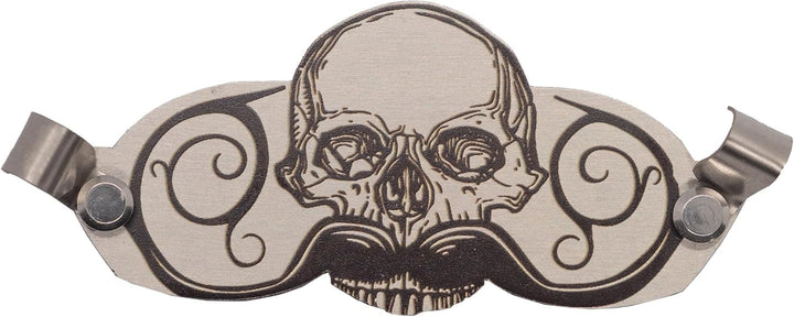 Death Grip Schnurrbartschutz, Edelstahl-Schädel-Clip für Kaffee, Bier, Wein, Gläser, Tassen, tragbar