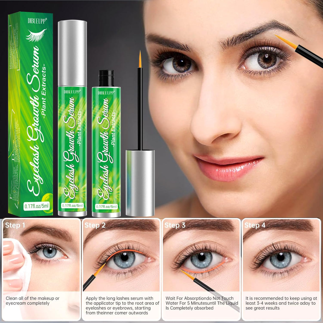 Wimpernserum Ohne Hormone 5ml, Lash Serum für Wimpernwachstumsserum und Augenbrauen Enhancer Serum,P