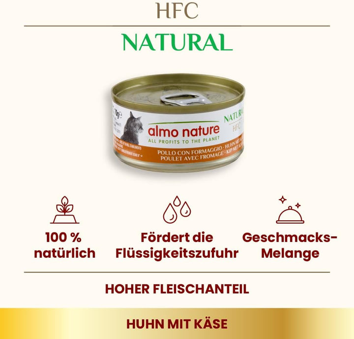 Almo Nature HFC Natural Katzenfutter nass - Huhn mit Käse 24er Pack (24 x 70g) Huhn mit Käse 70 g (2