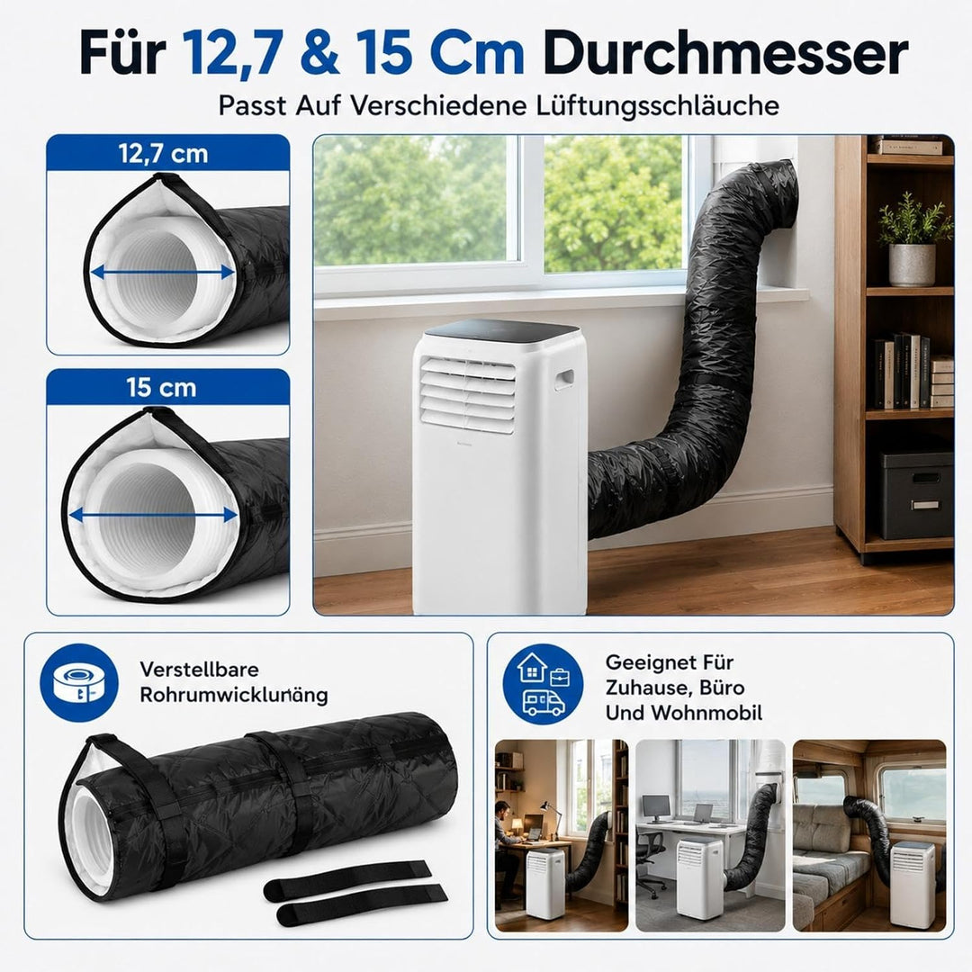 Klimaanlage Abluftschlauch Isolierung - Schlauchabdeckung | 150cm Cream Colored, Cream Colored