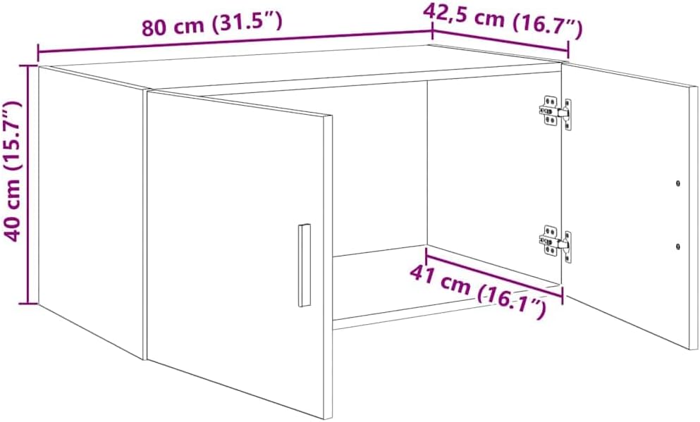 vidaXL Wandschrank Artisan-Eiche 80 x 42,5 x 40 cm Holzwerkstoff, Artisan-eiche