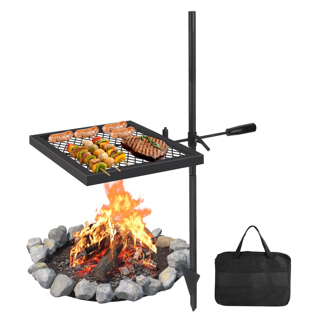 Drehbarer Lagerfeuergrill, 40 x 40 cm Edelstahlrost, Grill Für Offenes Feuer Mit Tragetasche Für Cam