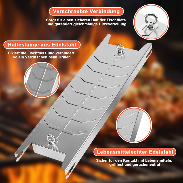 Flammlachsbrett Edelstahl für Feuerschale,5-stufig 180°drehbar 1er Set, 1er Set