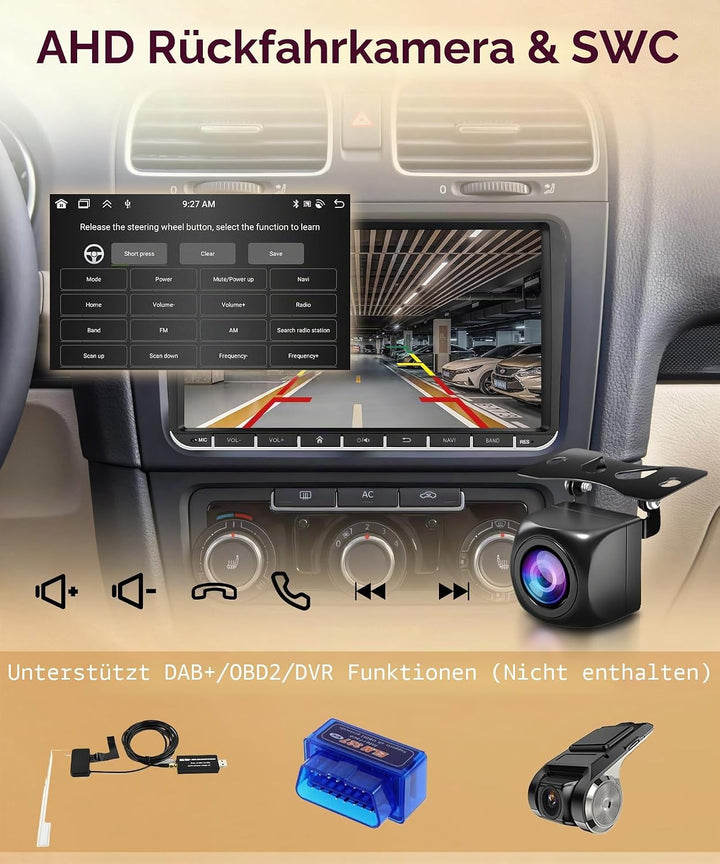 6G+128G 8 Core Android Autoradio für VW Golf 5 6 Passat Polo Tiguan Touran Caddy Skoda Seat 9 Zoll A