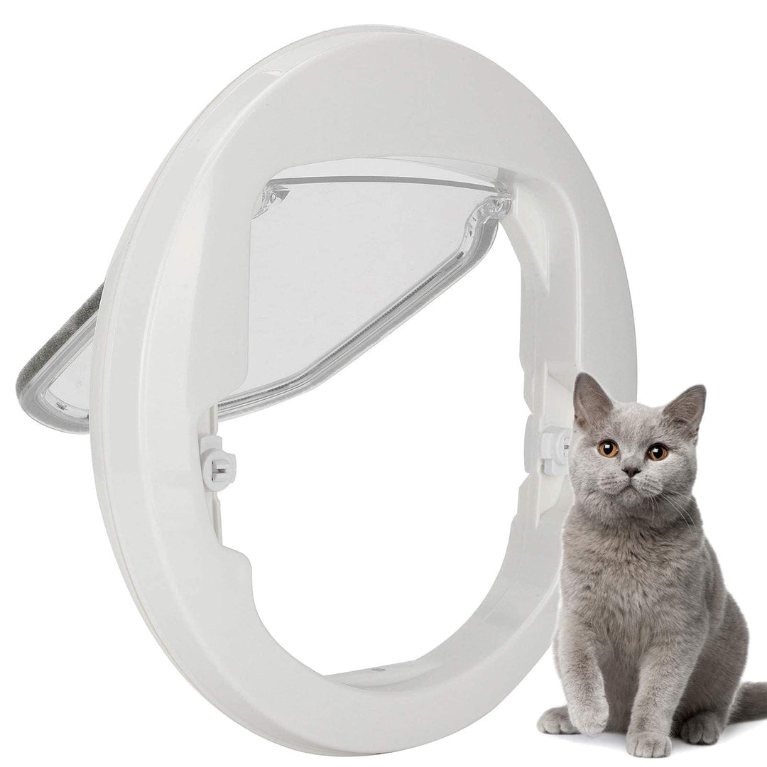 Cat Flap Door 4 Wege Verriegelung Pet Flap Door Runde Magnetische Hundetür In &amp; Out Sichere Haustier