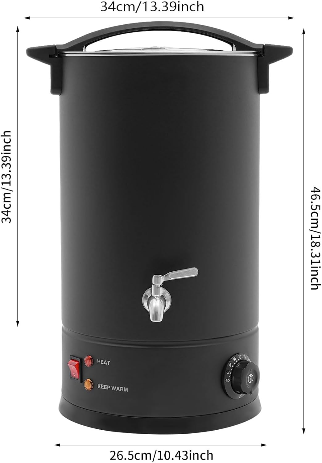 Elektrischer Wachsschmelzofen 15L Wachsschmelzer für Kerzen Schwarz, Schwarz