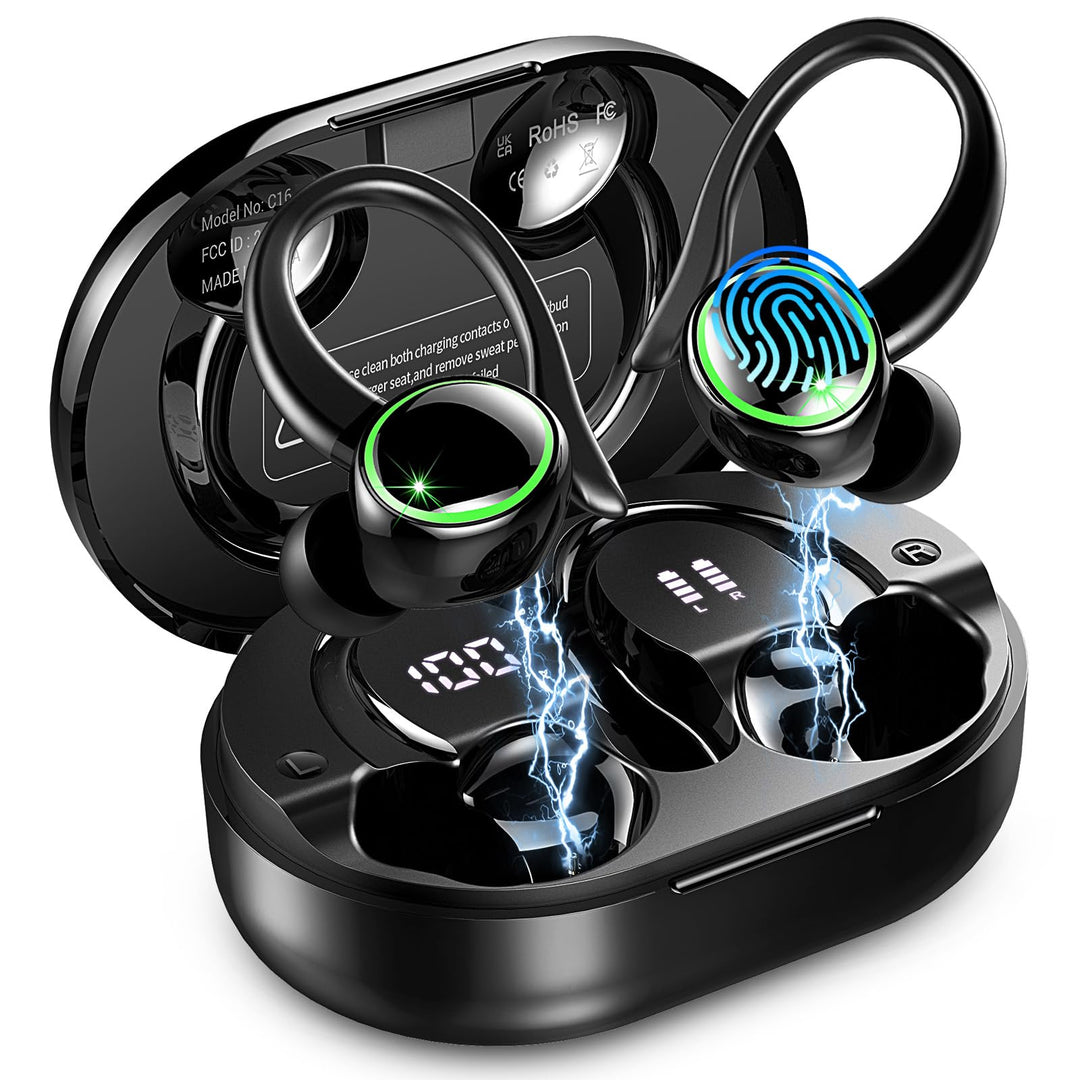 Kopfhörer Kabellos Bluetooth 5.4, 2026 Bluetooth Kopfhörer Sport 6D Bass Sternen Schwarz, Sternen Sc