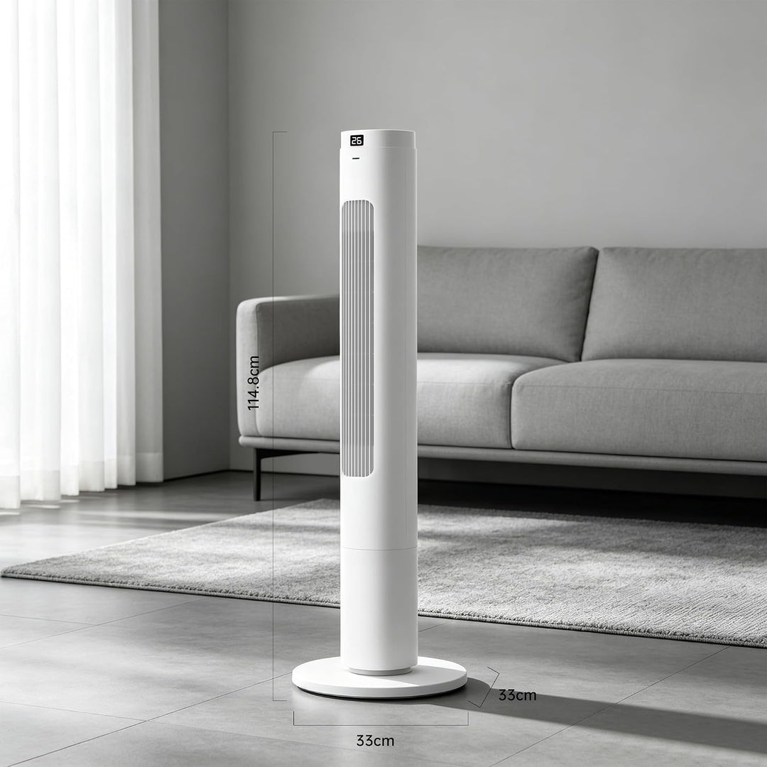 HEALLUX Turmventilator 115cm, 50W Leiser Turmventilator mit 9-Stunden-Timer, 90° Oszillation, Starke