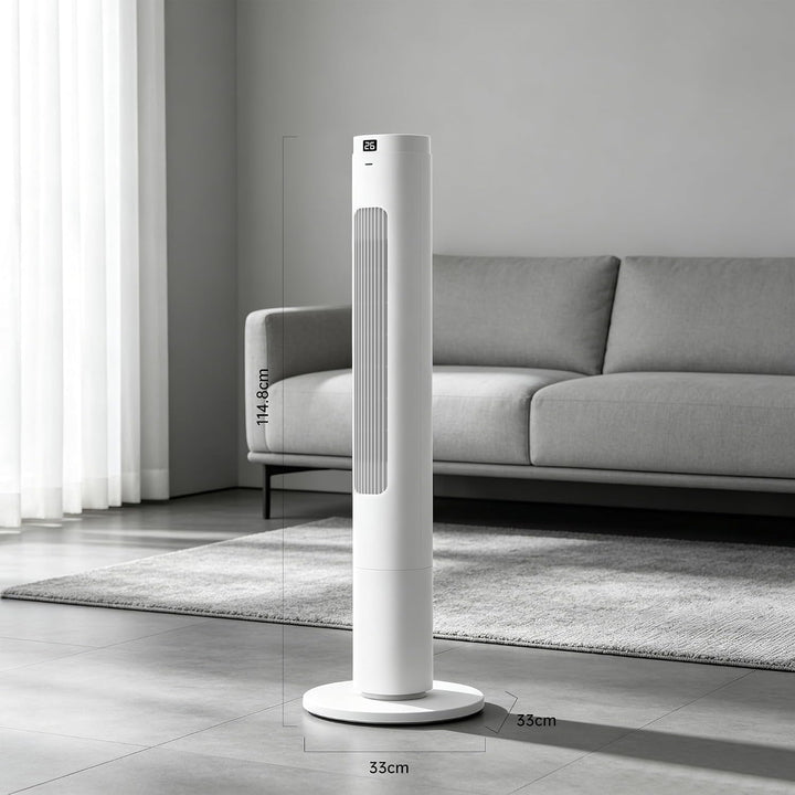 HEALLUX Turmventilator 115cm, 50W Leiser Turmventilator mit 9-Stunden-Timer, 90° Oszillation, Starke