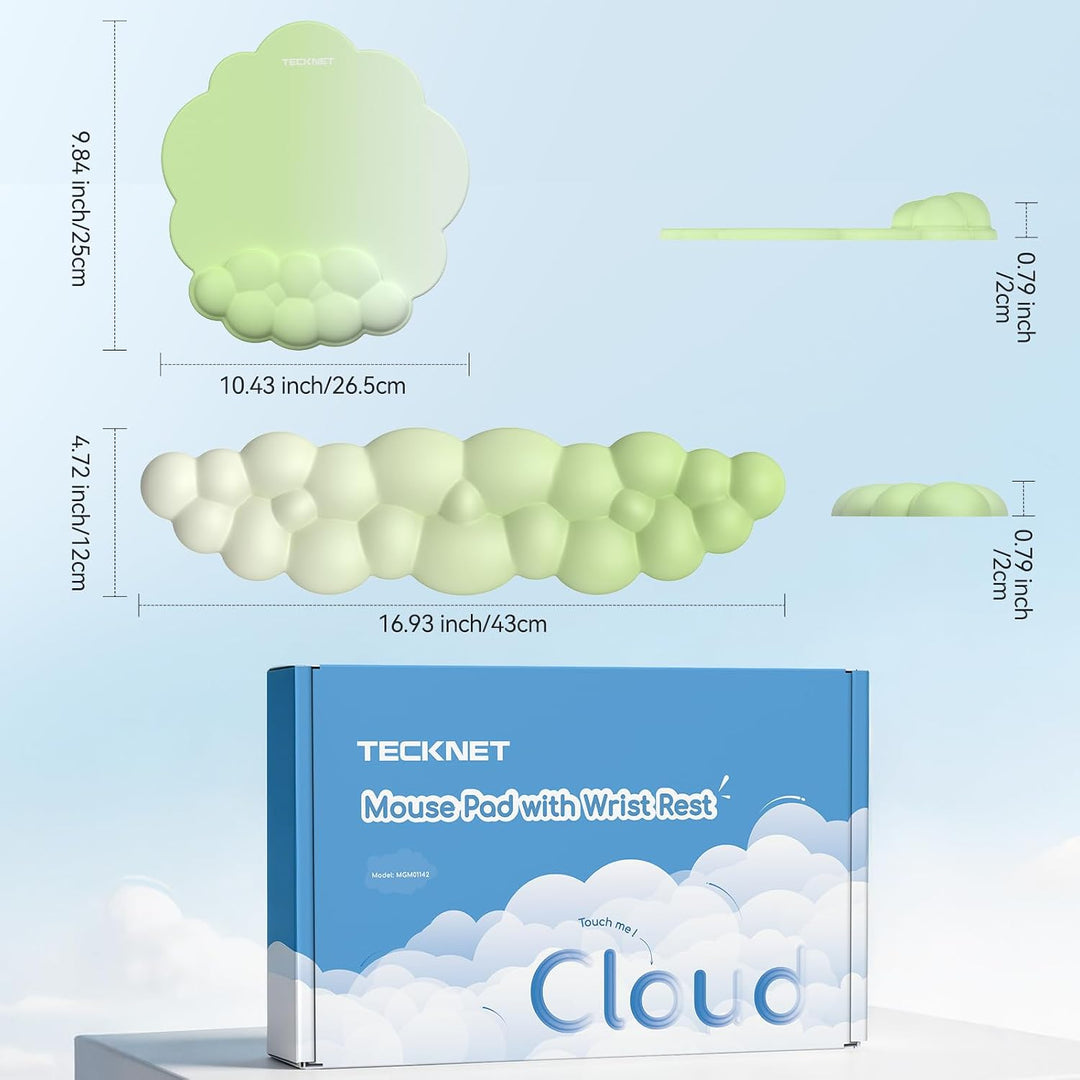 TECKNET Wolke Handballenauflage Tastatur, Mauspad mit Handauflage, Ergonomische Handauflage Tastatur
