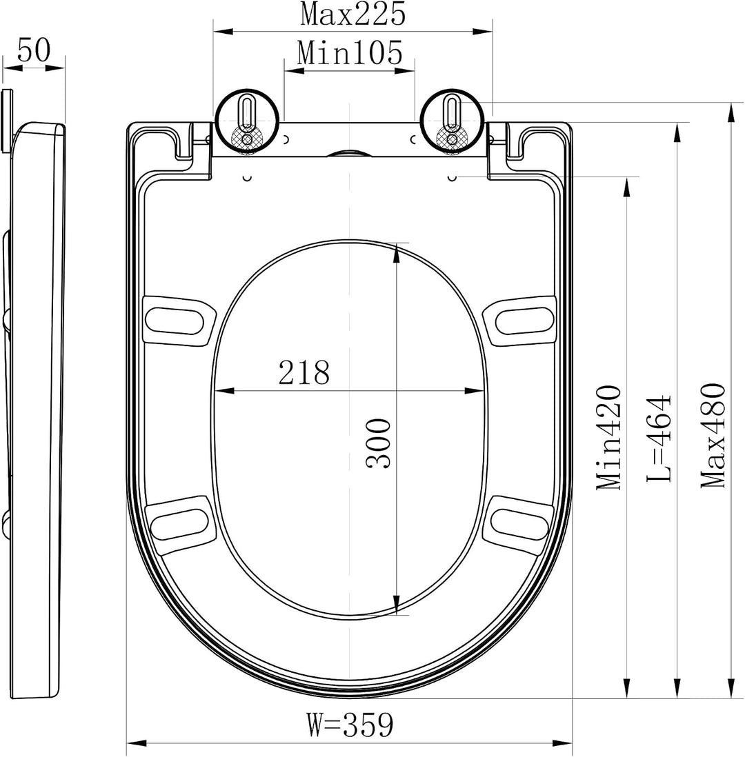 NEG WC-Sitz für Uno11 WCs Standardlänge klassisches Design Weiss 46,4 cm - Klassik Uno11RL, Weiss 46