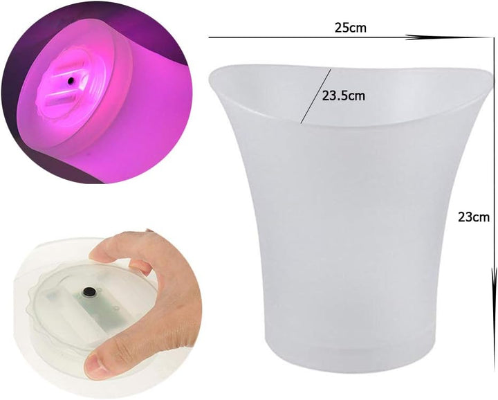 Smad Eimer, tragbare LED Eiskübel, 5L Eiskübel LED Eiswürfelbehälter, Sektkühler Getränkekühler Kühl