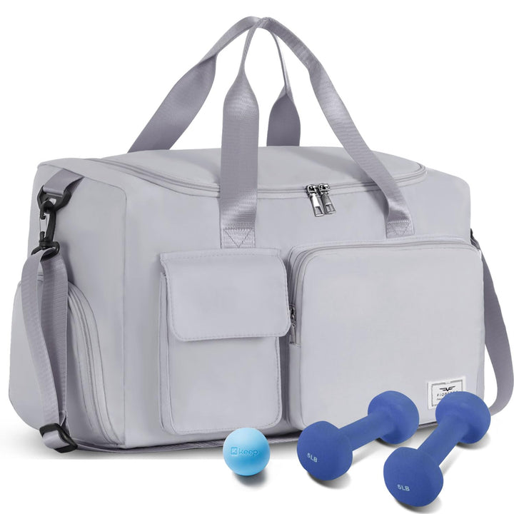 FIORETTO 30L Damen Sporttasche Faltbare Reisetasche mit Schuhfach und Nassfach, Wasserabweisende Wee