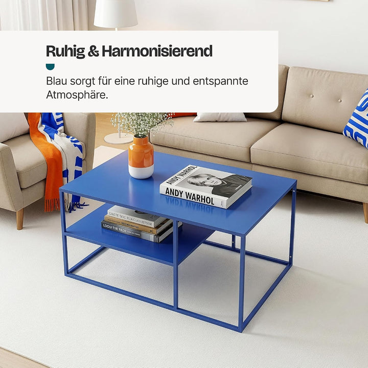 [en.casa] Couchtisch Solund Beistelltisch Metall Wohnzimmertisch mit Stauraum Sofatisch rechteckig K