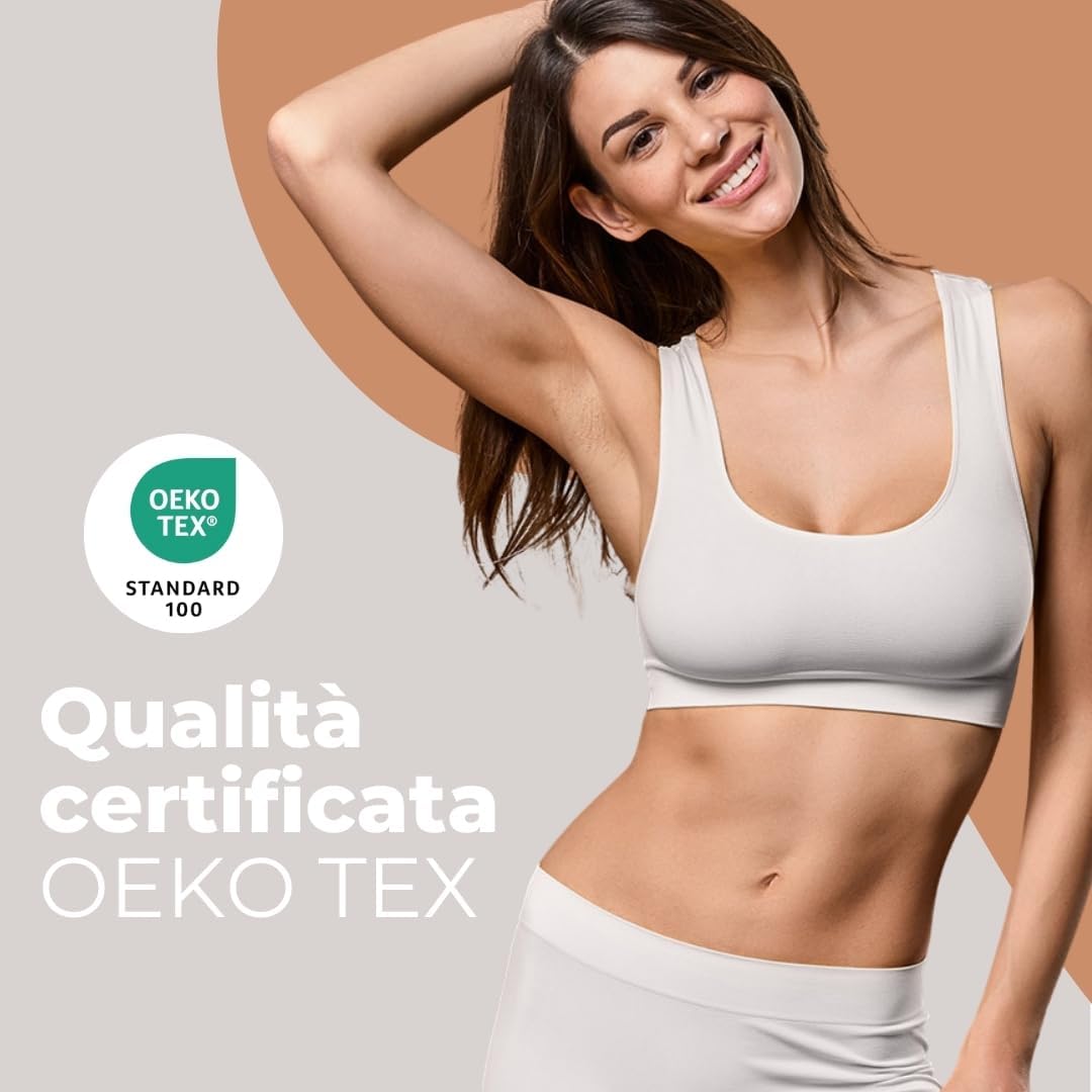 FOCENZA Sport-BH Top Gym Damen, Nahtlose Technologie, Made in Italy S-M Weiss, S-M Weiss