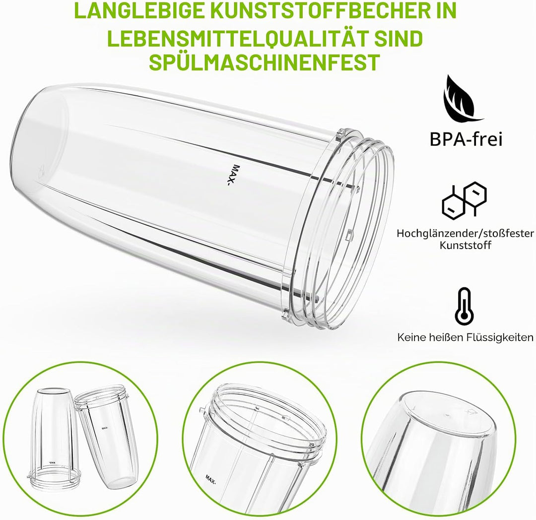 2-Pack 32 oz Ersatzbecher für Nutribullet 600W &amp; 900W, Kompatibel mit NutriBullet Extractor Klingen