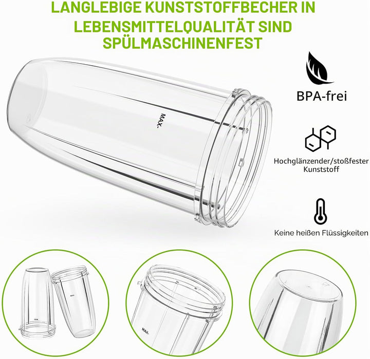 2-Pack 32 oz Ersatzbecher für Nutribullet 600W &amp; 900W, Kompatibel mit NutriBullet Extractor Klingen