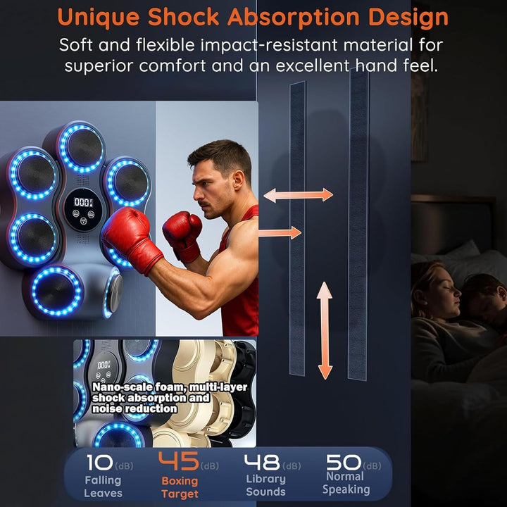 Music Boxing Machine für Erwachsene, Wandmontierte LED Licht Bluetooth Musikboxing Maschine Blau-7 S