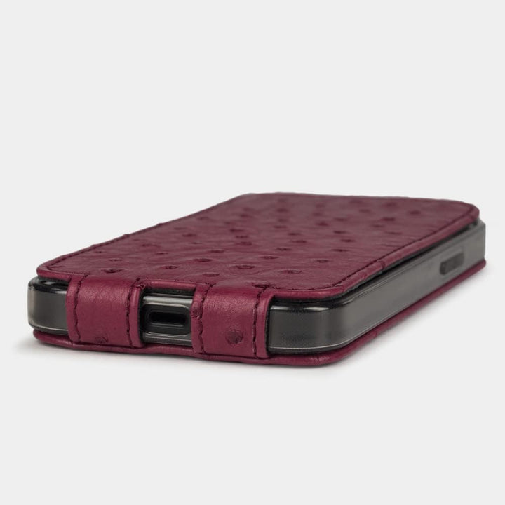 Marcel Robert - Handytasche für iPhone 13 MINI - Patentiertes Modell - hergestellt aus echten Straus