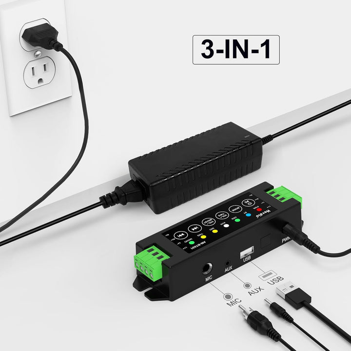 Herdio 4-Kanal-Verstärker Bluetooth 5.0 Amp Receiver 200W Ausgangsleistung mit 24V5A AC-DC Netzteil