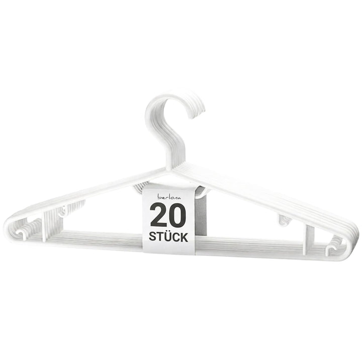 Kleiderbügel 20 Stück, Klassische Bügel mit Seitenhaken - Weiss Weiss Basic 20er Set, Weiss Basic 20