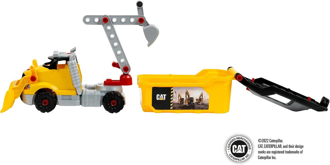 Theo Klein 3252 Caterpillar - Schraubtruck 4 in 1 I Konstruktionsspielzeug mit Werkzeugbox I Inkl. B