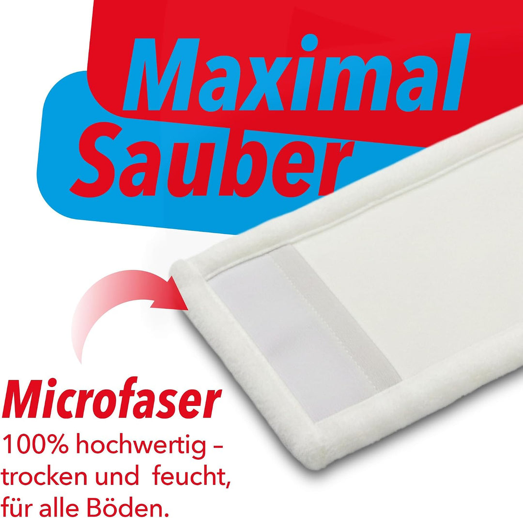 G.I.V. Bodenwischer Set 40cm Klapphalter mit Fusstaste + Aluminiumstiel Rot - inkl. 5X Mikrofasermop