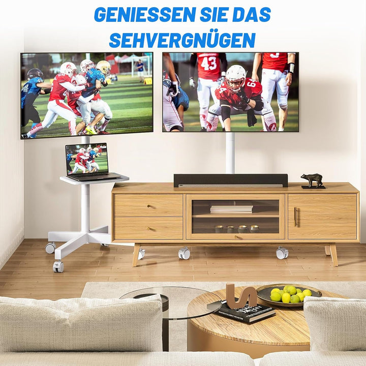 TV Ständer Rollbar Fernsehständer Bodenständer - Rfiver Fernseher ständer Rollwagen mit Rollen Weiss